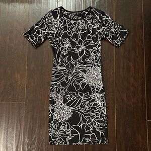 Topshop PETITE Black and White Floral Midi Dress